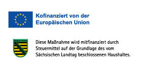 Logos der EU und Sachsens